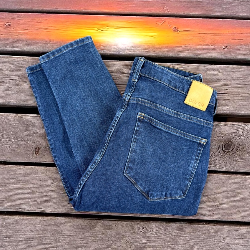 Duer Jeans Men 33x31 (31x30) Straight Blue Tencel Stretch High Rise WFAK4118 Dar